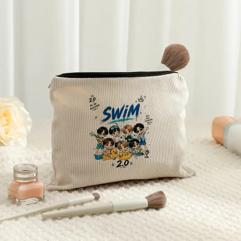 trousse de toilette multifonctionnelle en velours côtelé arirang 2.0 world tour 2026 avec fermeture éclair, sac de rangement léger, cadeau pour fans k-pop