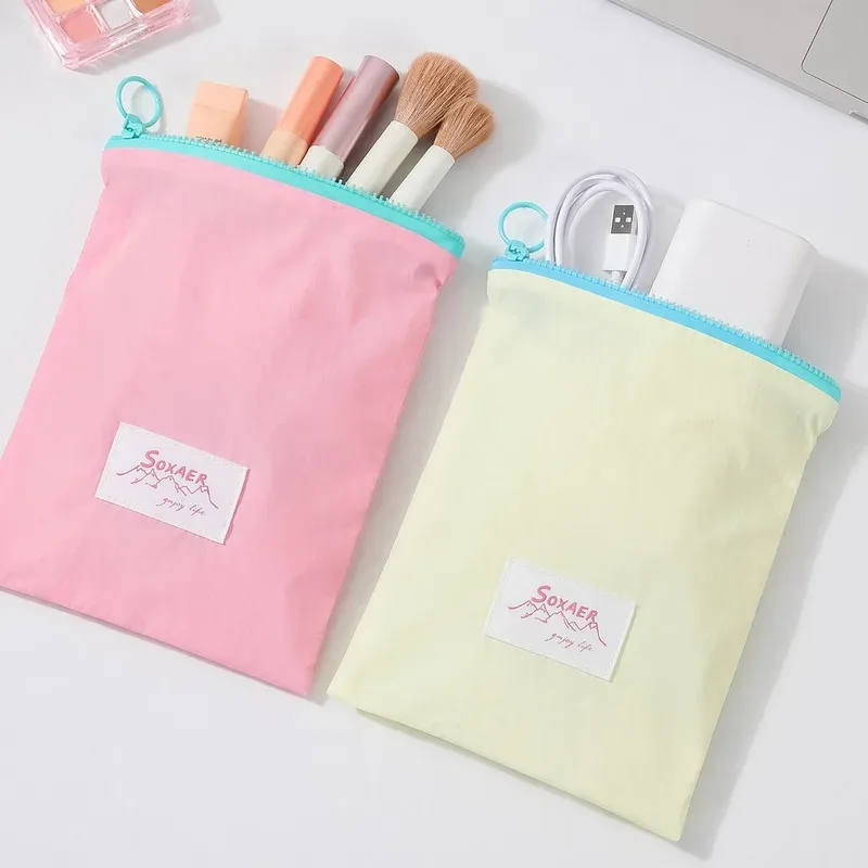 pochette voyage polyester imperméable rose jaune clair violet cosmétiques maquillage câbles documents multifonction sac rangement