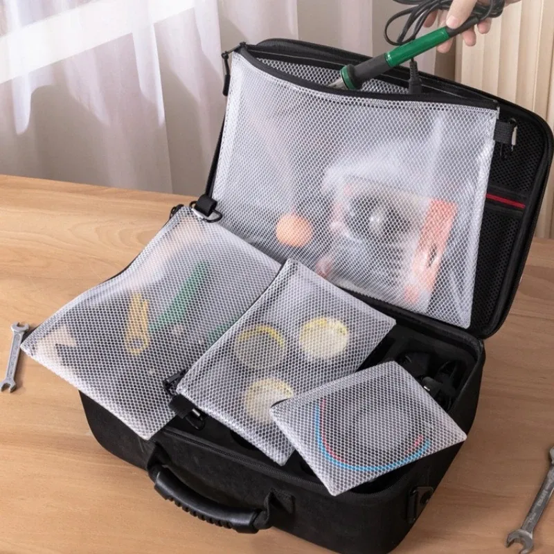 sac de rangement de maquillage transparent imperméable portable, sacs à documents, pochette pour femmes, sac de rangement pour pinceaux de maquillage, étui organisateur de cosmétiques, 1 pièce