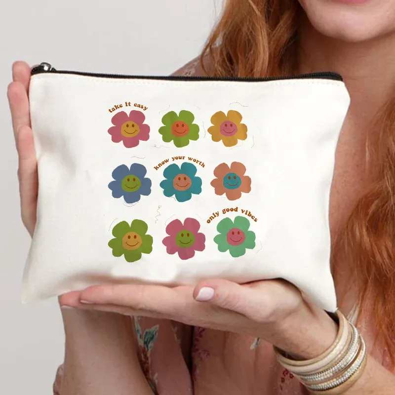 trousse de toilette fleur grenouille pour femme, cadeau de chambre plus lent pour elle, trousse cosmétique, poudres de maquillage, mode voyage