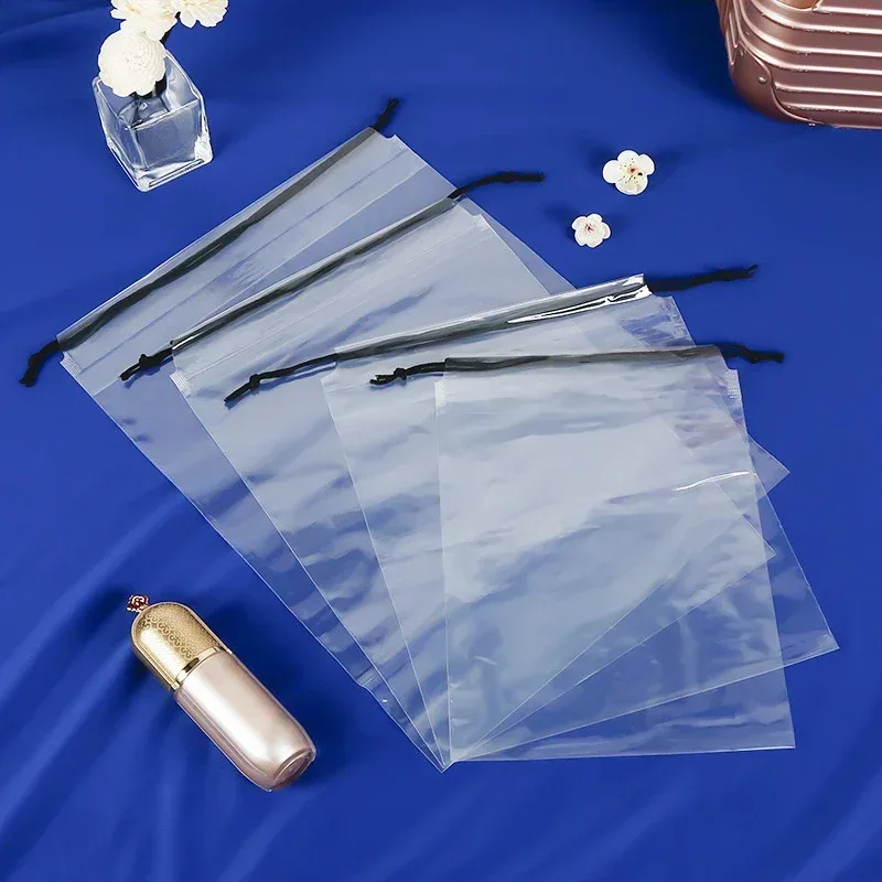 sac à cordon transparent étanche, 1 pièce, sac d'emballage pour chaussettes cosmétiques, sous-vêtements et vêtements, sac de rangement en plastique de poche pour voyage