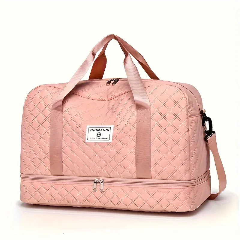 sac de sport de luxe, sac à main de grande capacité, initié et sac fourre-tout à bandoulière avec séparation de support sec, poches latérales pour touristes, voyage, salle de sport