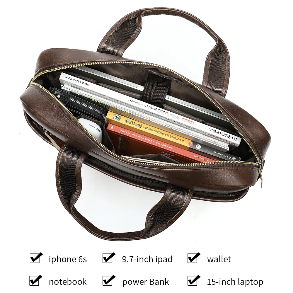 westal sac pour hommes en cuir véritable hommes porte-documents pour ordinateur portable 14 messager hommes sac en cuir portefeuille d'affaires pour document a4 7022