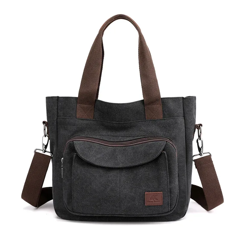 grand sac à main fourre-tout en toile pour femmes, petit sac à bandoulière pour voyage, travail, multi-poches, poignée supérieure, sacoches de travail avec fermeture éclair