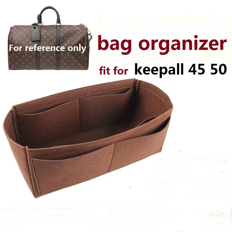 Trousse Toilette Feutre Marron Compartiments Monogrammé Noir Beige Voyage Cosmétique Maquillage Sac Adaptation Keepall