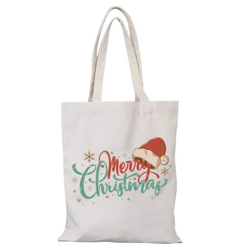 joyeux noël le sac fourre-tout femme nouvel an cadeau dessin animé sacs en tissu sac de cours sac à bandoulière femme eco shopper sacs à main homme