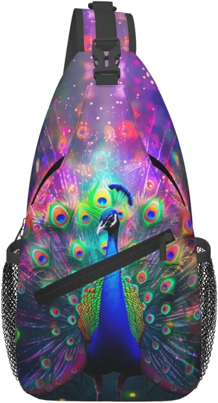 paon sac à bandoulière sac à dos bandoulière beau paon sac à bandoulière sac à dos sac de poitrine voyage randonnée décontracté sport sac à dos