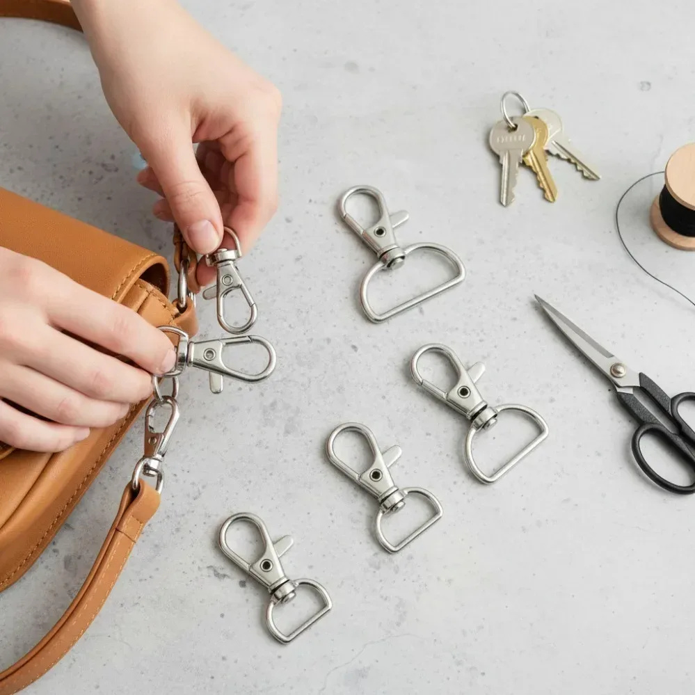 5/50/100pcs mousquetons pivotants, crochets de fixation pour lanières, crochets de porte-clés, fermoirs à griffe de homard en métal pour porte-clés, couture, bijoux et artisanat diy