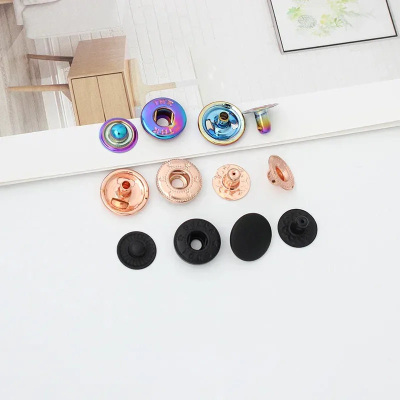 lèvent pression décoratifs en cuivre arc-en-ciel pour vêtements et sacs à dos, boutons à pression en métal, 10 couleurs, 12mm, 20-100 ensembles