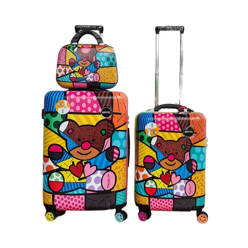 bagage léger pour femme avec motif cœur – roulettes pivotantes silencieuses, serrure tsa et boîte de maquillage, valise trolley élégante pour voyage