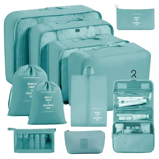organisateur voyage polyester visibilité sac compresseur vêtements accessoires beige rose pâle léger résistant transport