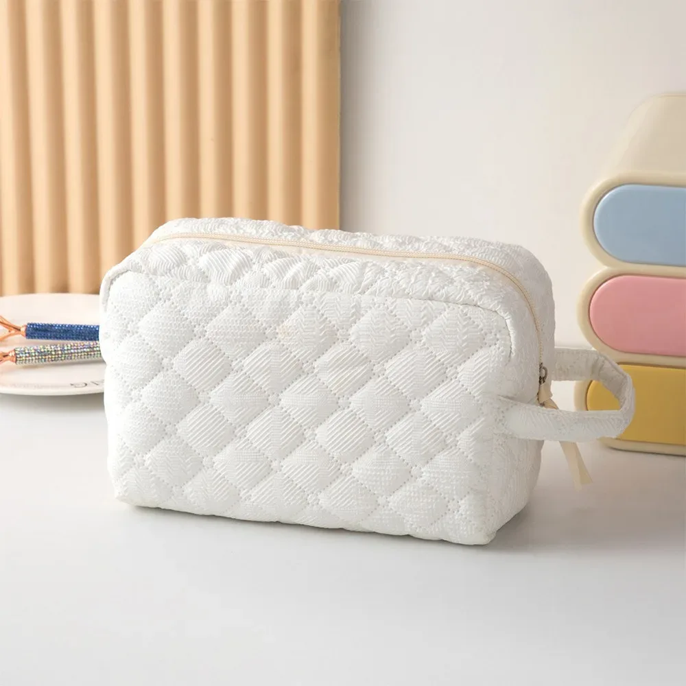 sac de maquillage matelassé durable, grande capacité, sac à cosmétiques portable, pochette de rangement multifonctionnelle pour femmes et filles