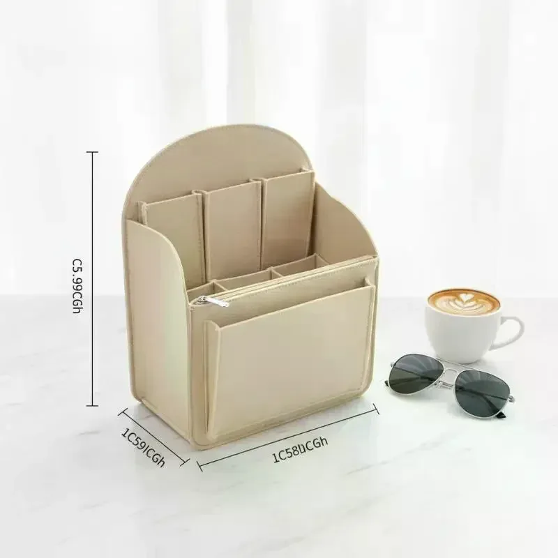 organisateur de sac à dos portable en feutre, petite trousse de toilette multi-poches, doublure intérieure souple pour le rangement de maquillage en voyage