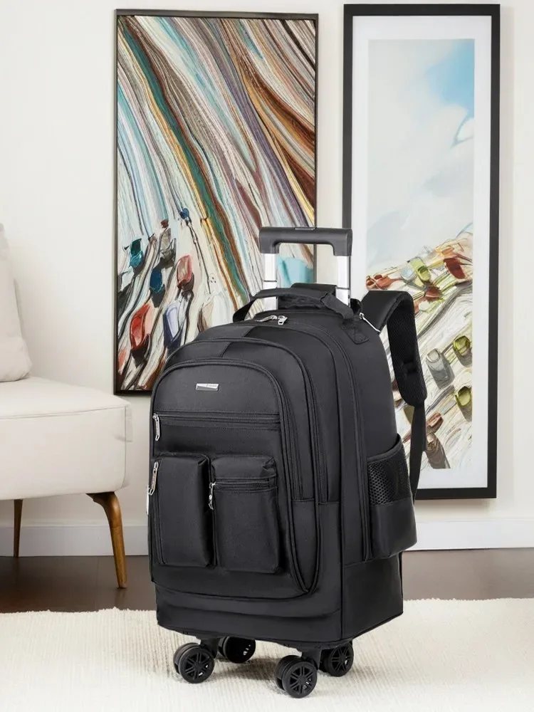 sac à dos de voyage d'affaires multifonctionnel avec roues pivotantes, sac à dos pour ordinateur portable durable et étanche de grande capacité pour court voyage