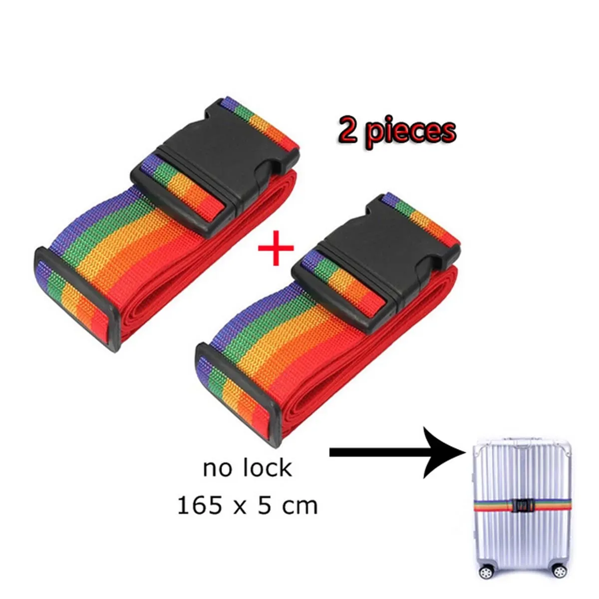 sangle de bagage réglable 165/200cm, 2 pièces, accessoires essentiels de voyage, fournitures de valise, sangles de ceinture fixes pour valise de 14 à 32 pouces