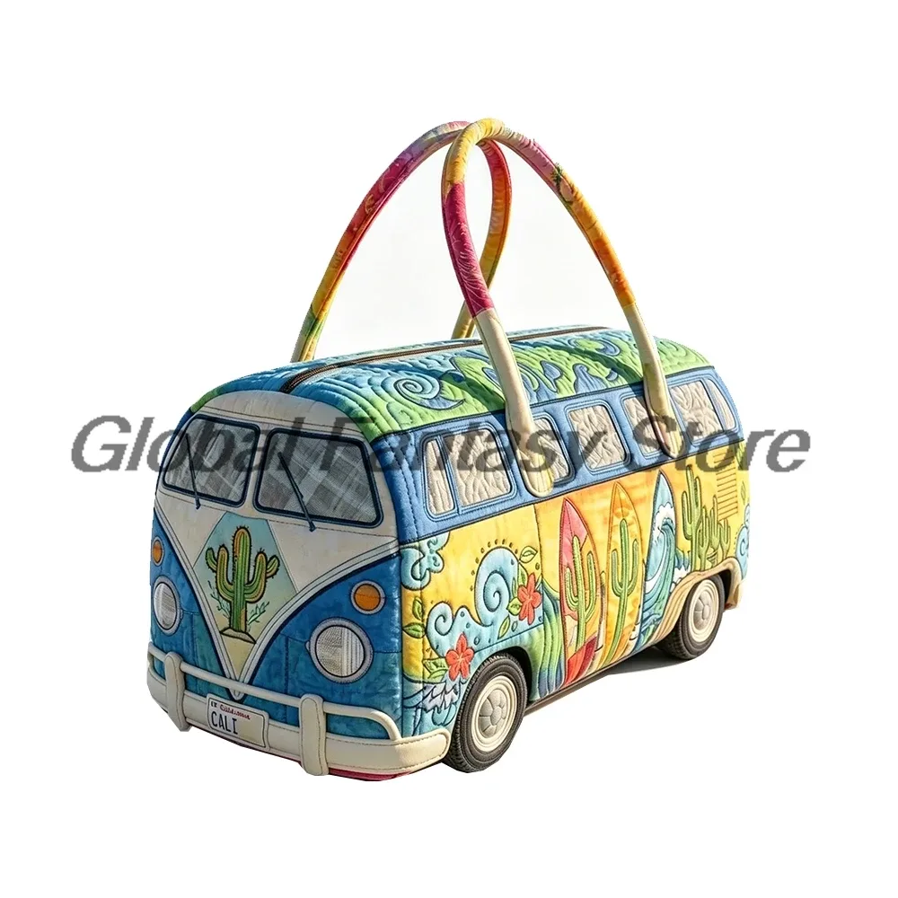 sac de voyage matelassé hippie van 2026 avec imprimé signe de la paix, sac fourre-tout pour voyages en voiture, sac à main pour femmes et hommes, sac de week-end pour activités de plein air
