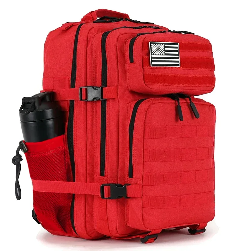 sac dos rouge bandes noires poche latérale bretelles ajustables compartiments multiples oxford université imperméable usage sport voyage