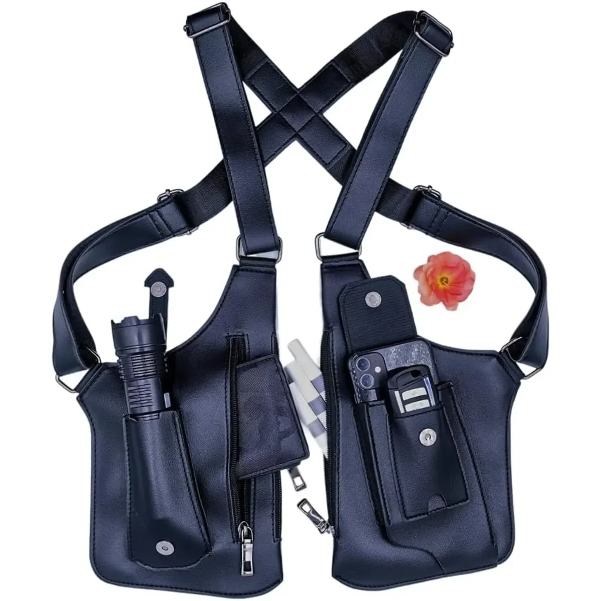 sac antivol sous les bras, étui d'épaule caché, double pochette de rangement, poche portefeuille pour téléphone