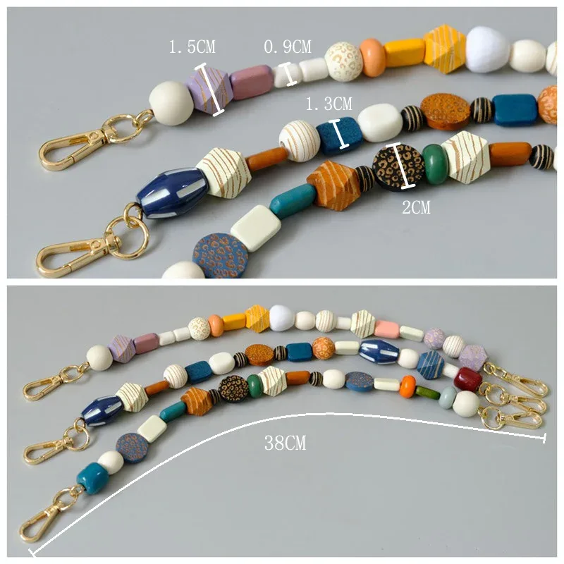 accessoire de sac en bois coloré pour femme, partie de perles en résine, bracelet décroissant pour les mains, sangle de coque de téléphone, poignée de remplacement, joo, nouveau