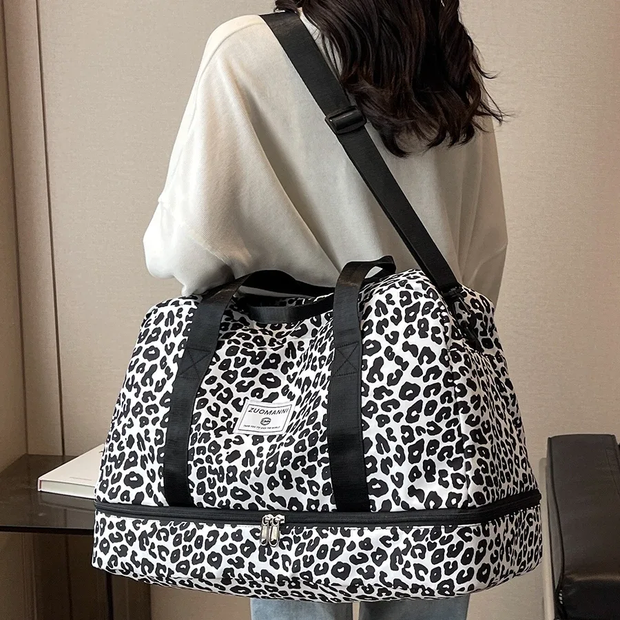sac de voyage en nylon grande capacité avec imprimé animal, sac de sport et de gym, sac de rangement portable, sac de week-end pour femme