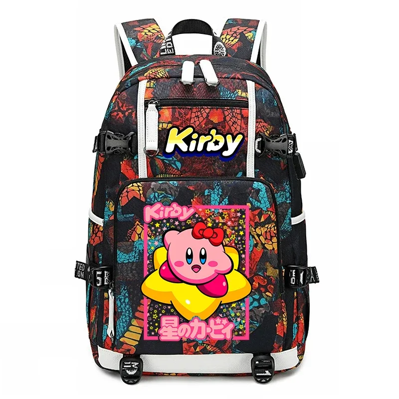 sac à dos d'étudiant imprimé dessin animé kirby, sac d'école de voyage de grande capacité pour enfants et adolescents