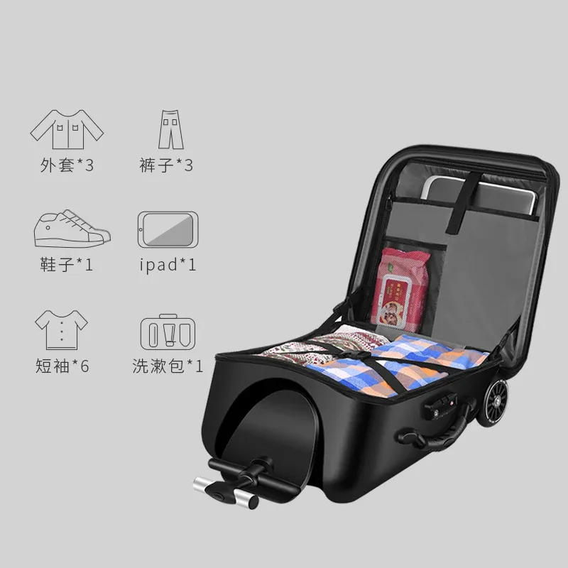 nouvelle conception : valise trottinette créative pour enfants, bagage cabine, sac de voyage, skateboard à roulettes