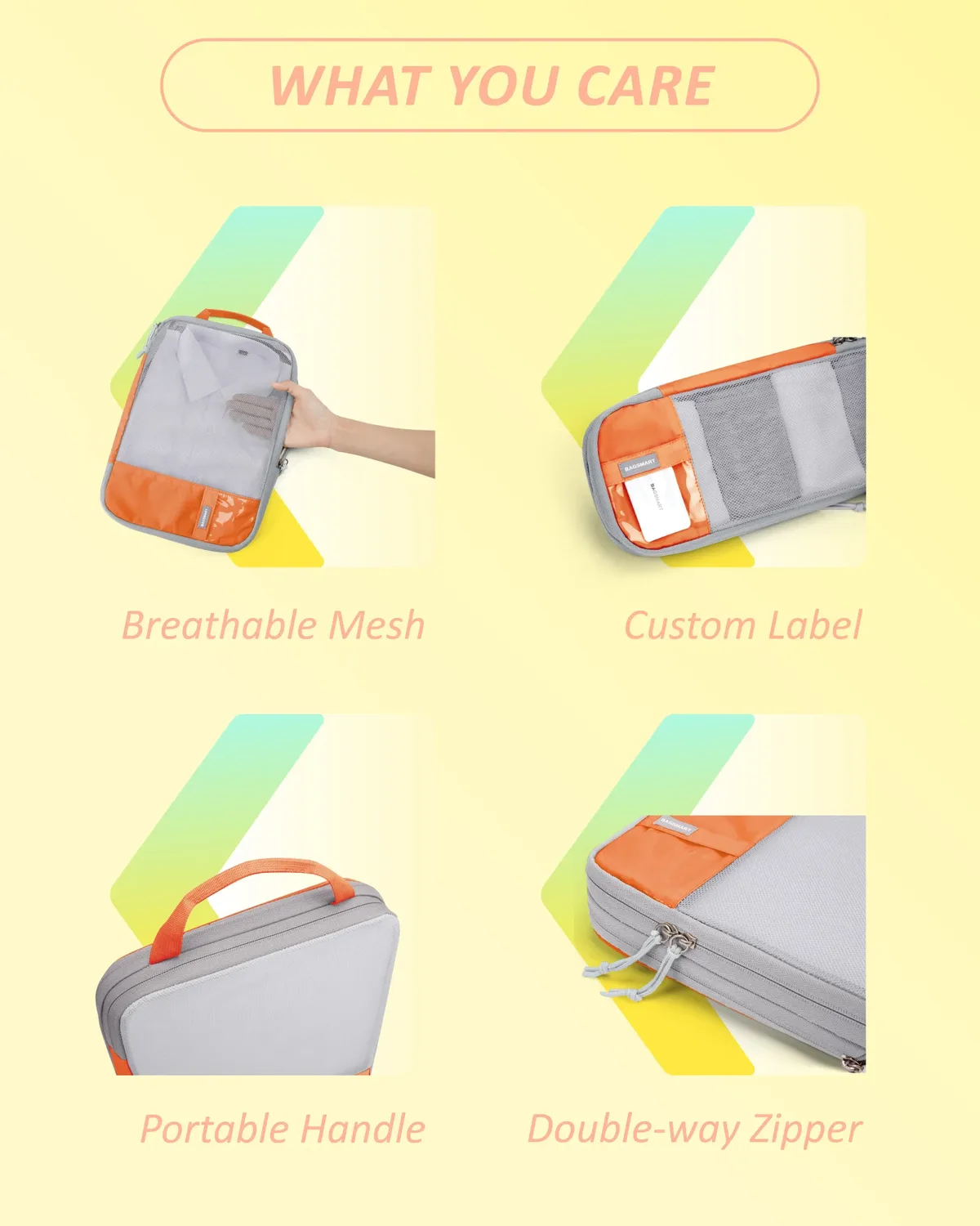 organisateur voyage polyester gris orange compresseur sac chaussures décontracté femmes sets compartiments zippés espacegain usage polyvalent voyages