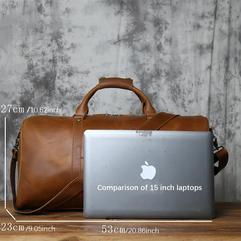 nzpj-sac de voyage rétro en cuir véritable pour homme, sac à main en cuir de cheval, couche supérieure, sac à bandoulière en cuir de vachette, bagage à roulettes portable