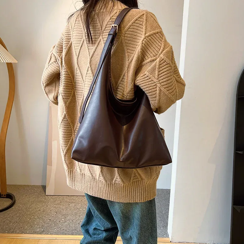 nouveau sac fourre-tout rétro pour femmes, grand sac à bandoulière, sac de navetteur simple, sac fourre-tout fait main