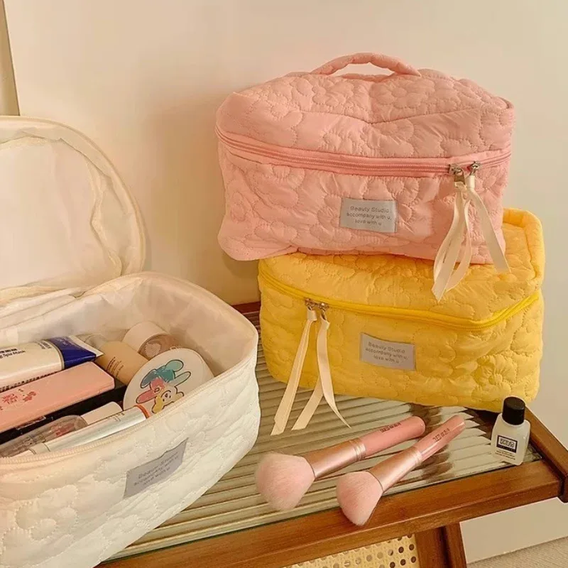sac de maquillage à motif de fleurs douces pour femmes, organisateur de cosmétiques de toilette, sac à fermeture éclair, pochette de lavage de voyage, sac à cosmétiques, sacs de maquillage féminins