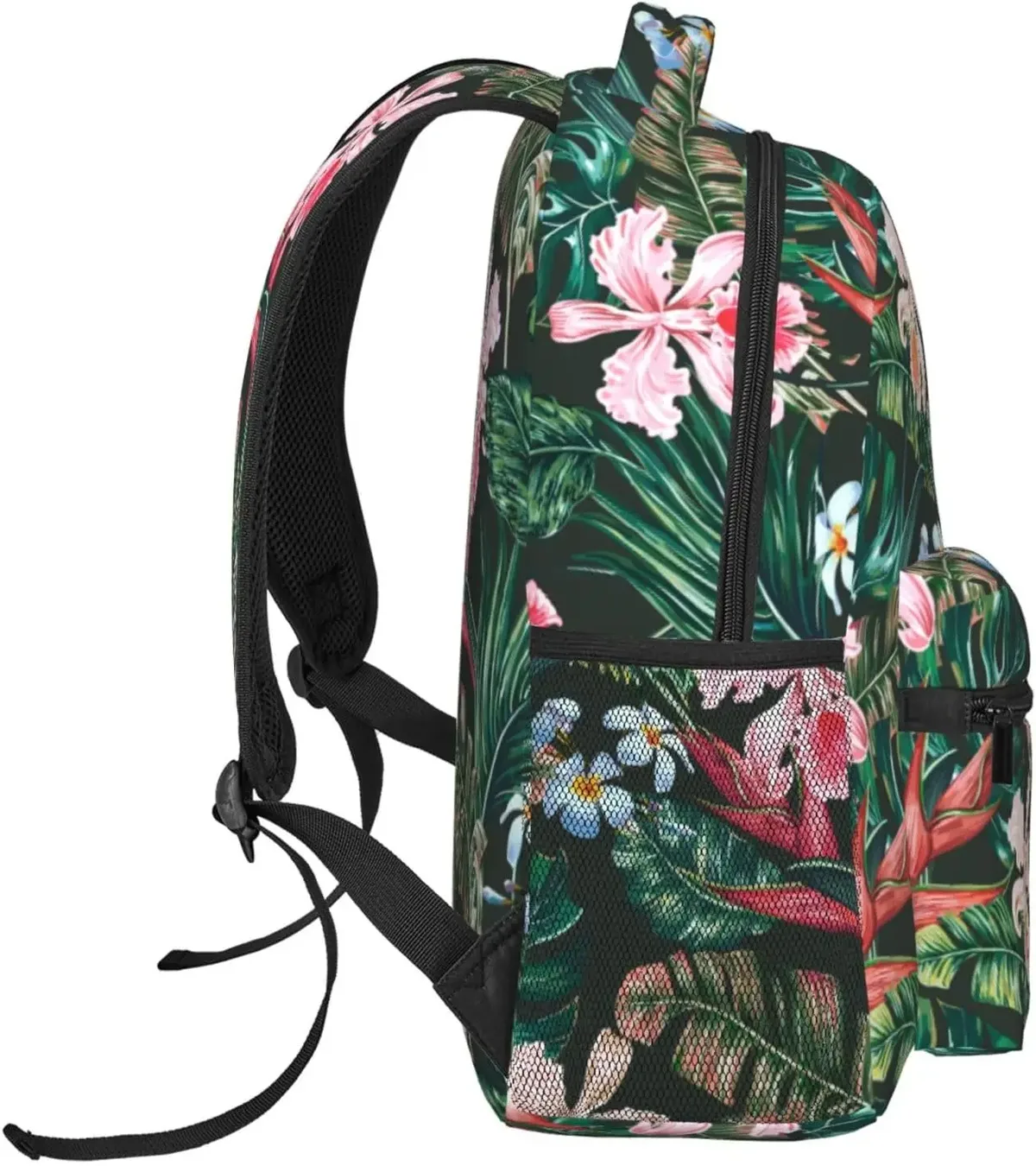 sac à dos pour ordinateur portable léger pour hommes et femmes, sac à dos universitaire, sac à dos décontracté, sac de voyage, fleur tropicale, palmier, cuir chevelu, orchidée