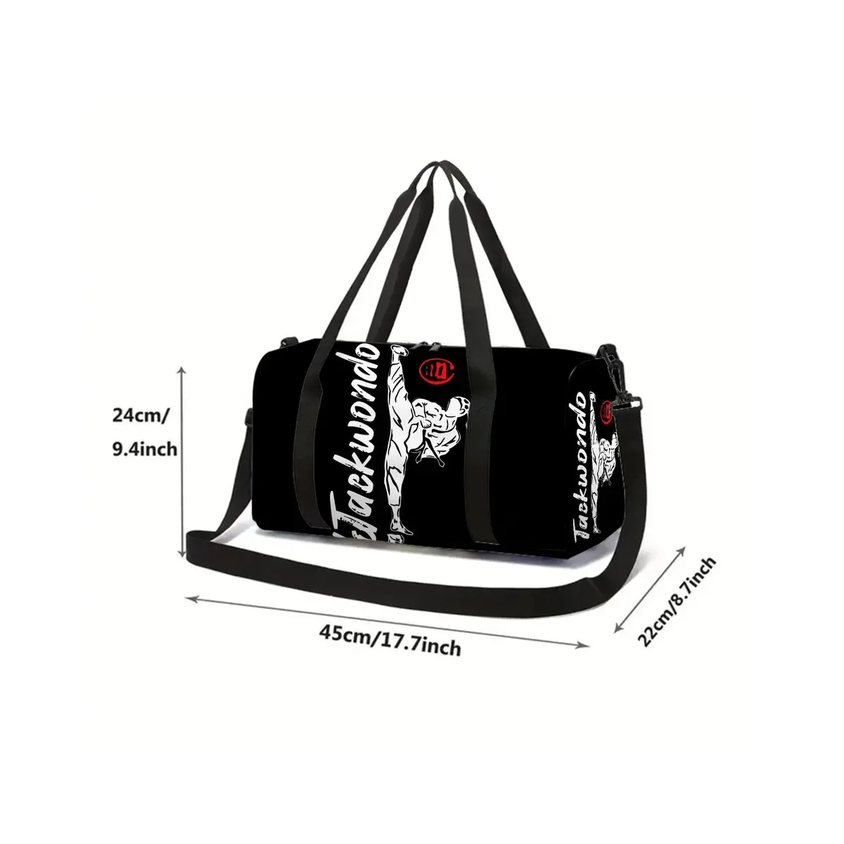Sac de voyage scolaire 2D plat style dessin animé Taekwondo Judo, grande capacité, sac à fermeture éclair, meilleur cadeau pour garçons et filles, style tendance