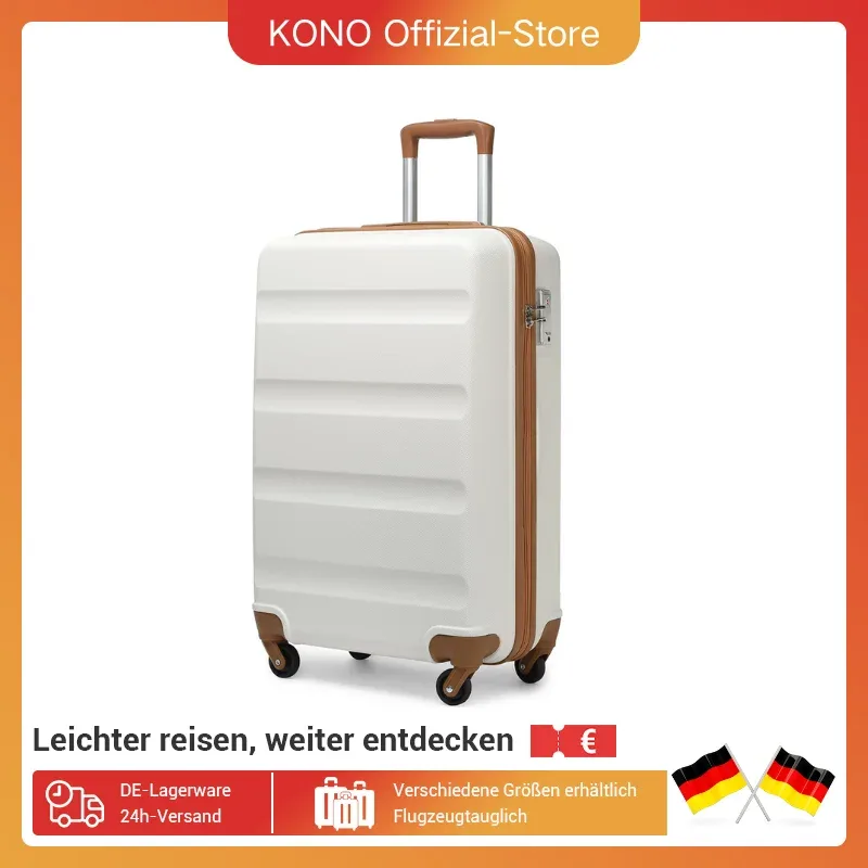 valise kono valise trolley légère et rigide avec 4 roues jumeaux et serrure tsa matériau abs (s m l)
