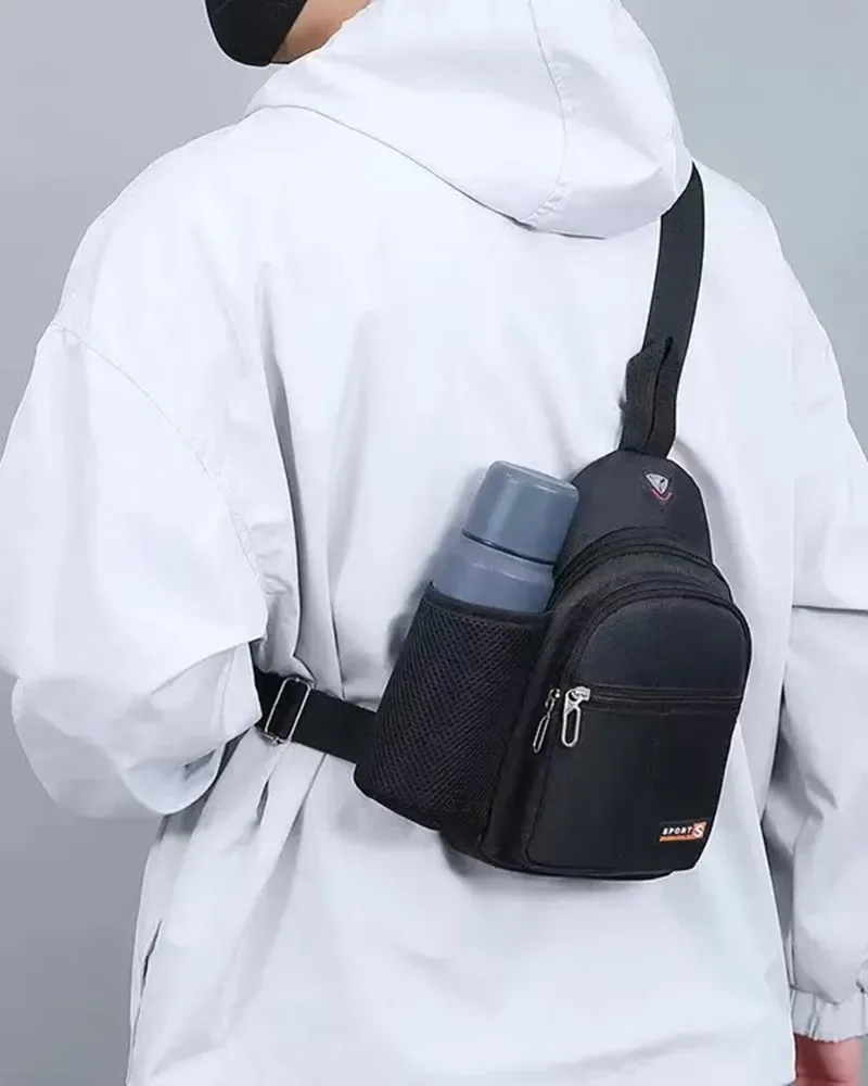 nouveau sac bandoulière imperméable, sac de poitrine tendance, sac multifonctionnel décontracté à une épaule avec porte-gobelet, sac à dos pour homme pour le voyage