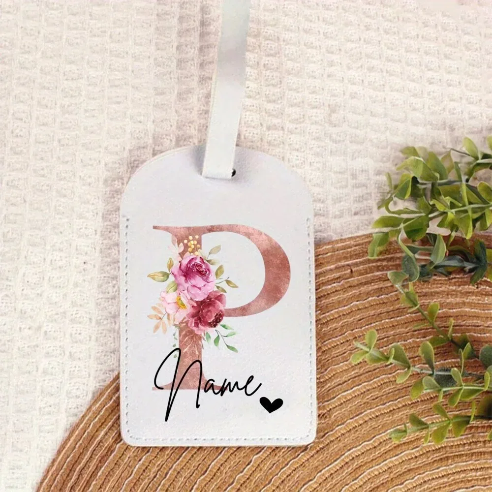 étiquette de bagage personnalisée avec nom | accessoires de voyage portables personnalisés en pu, avec monogramme imprimé tendance, idéaux pour les fêtes
