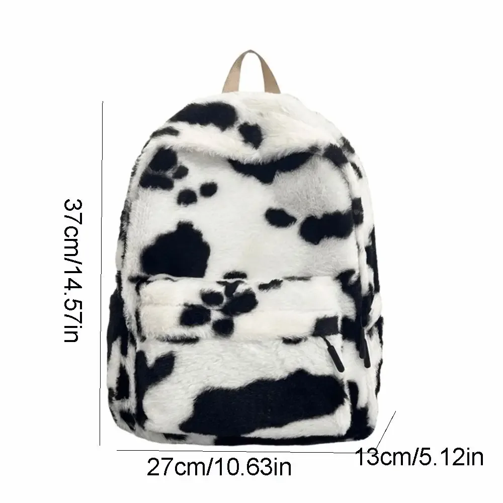 sac à dos portable en peluche à imprimé léopard, style harajuku ulzzang, sac d'école pour étudiants, grande capacité, léger, sac de voyage pour étudiants.