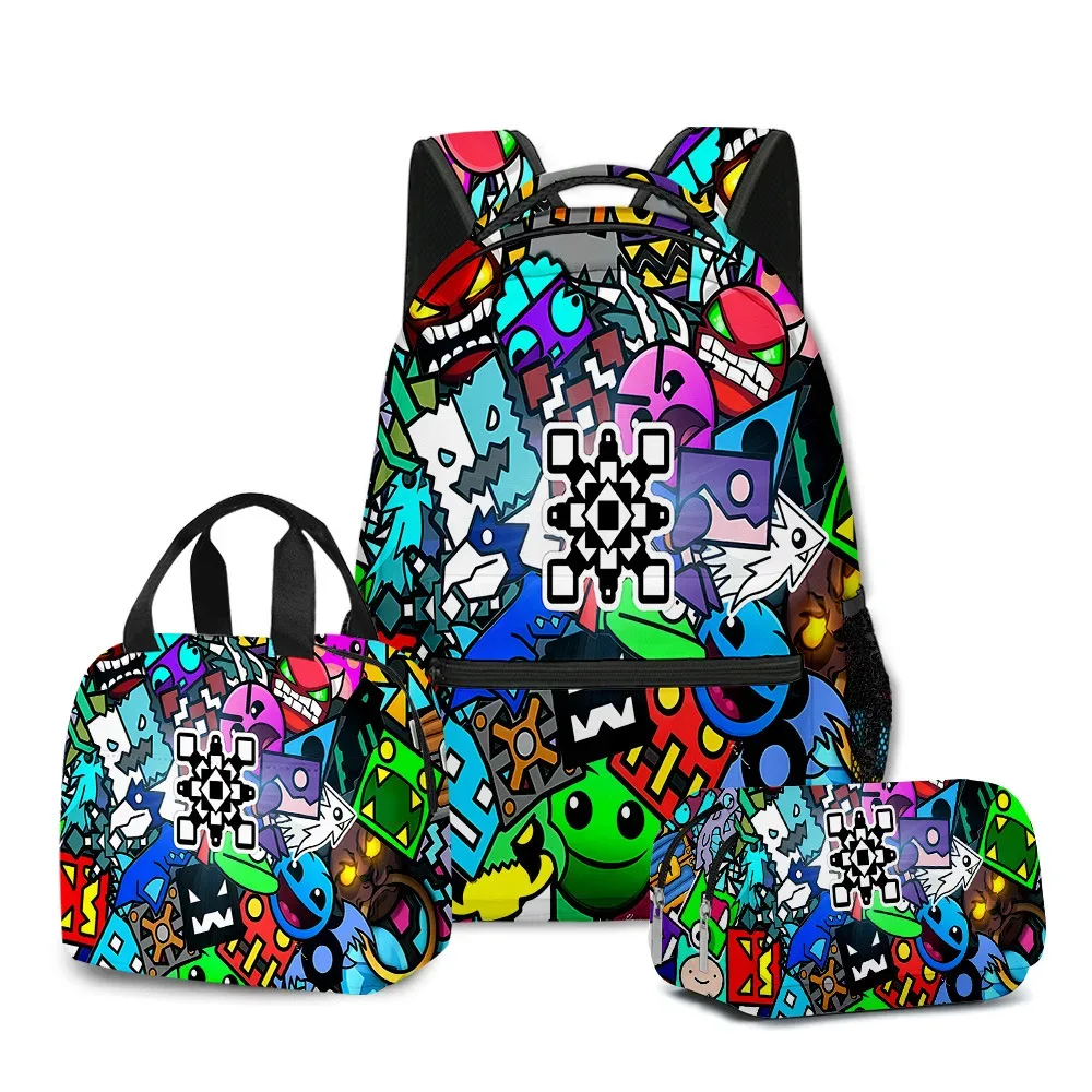 sac dos oxford université motif géométrie dash bleu vert rouge noir voyage école étudiant