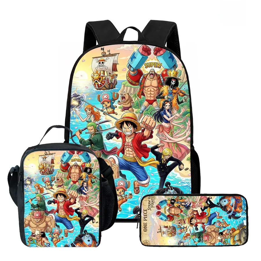 sac dos polyester dessin animé noir motifs personnages animés format 20 35 litres poche ouvrante sangles ajustables usage scolaire voyage