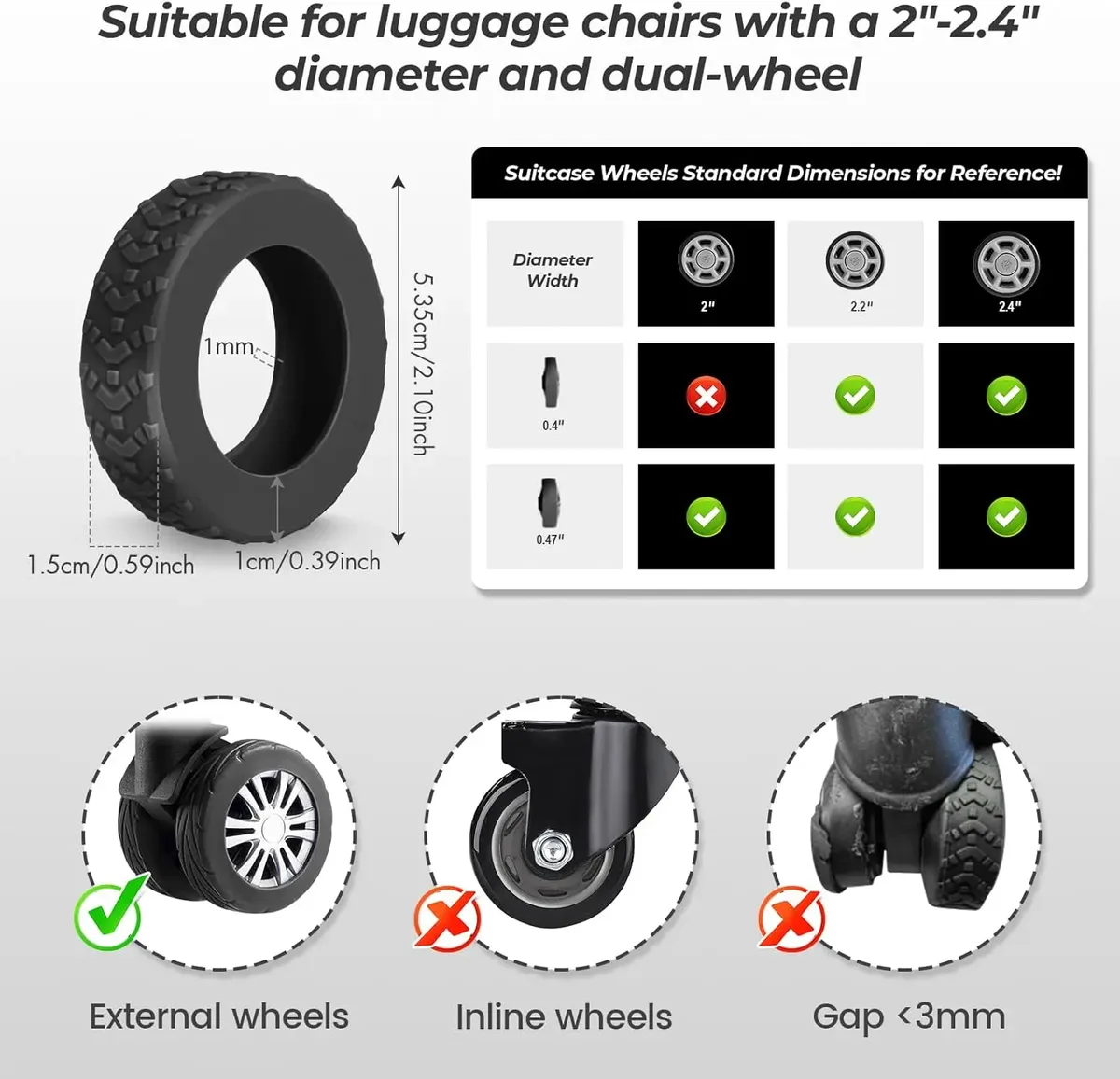 protège roues valise silicone élastique protection voyage couleur choisie diametre roues compatibilite valises doublures