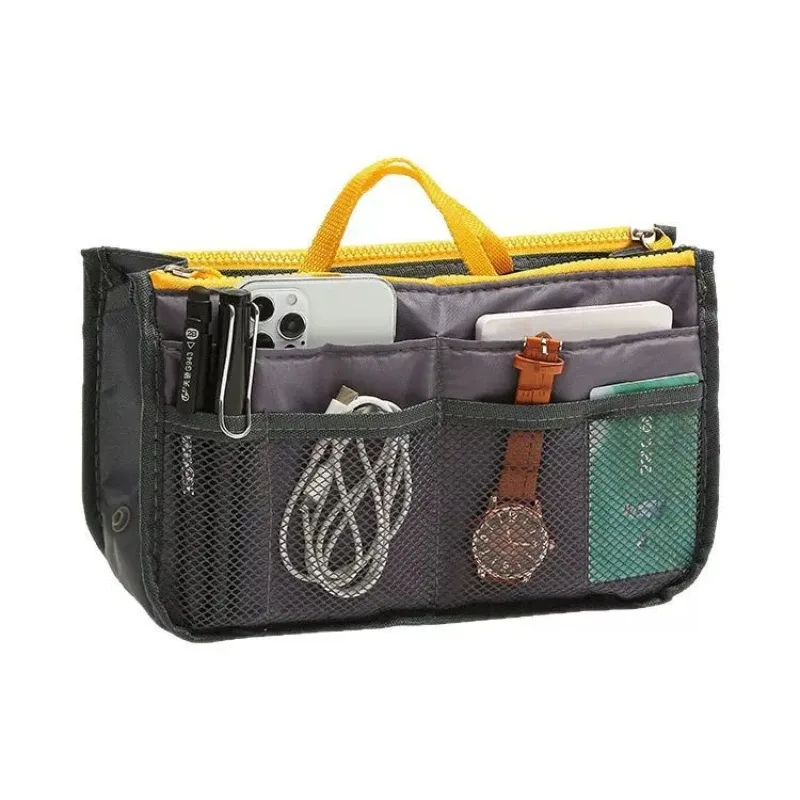 trousse de maquillage et de toilette de voyage de grande capacité, organisateur de cosmétiques à double fermeture éclair, pochette de rangement portable en sac