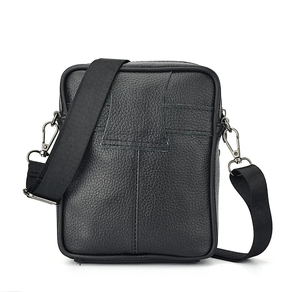 sac à bandoulière en cuir véritable pour hommes, pochette zippée de haute qualité, sacoche d'affaires rétro pour hommes