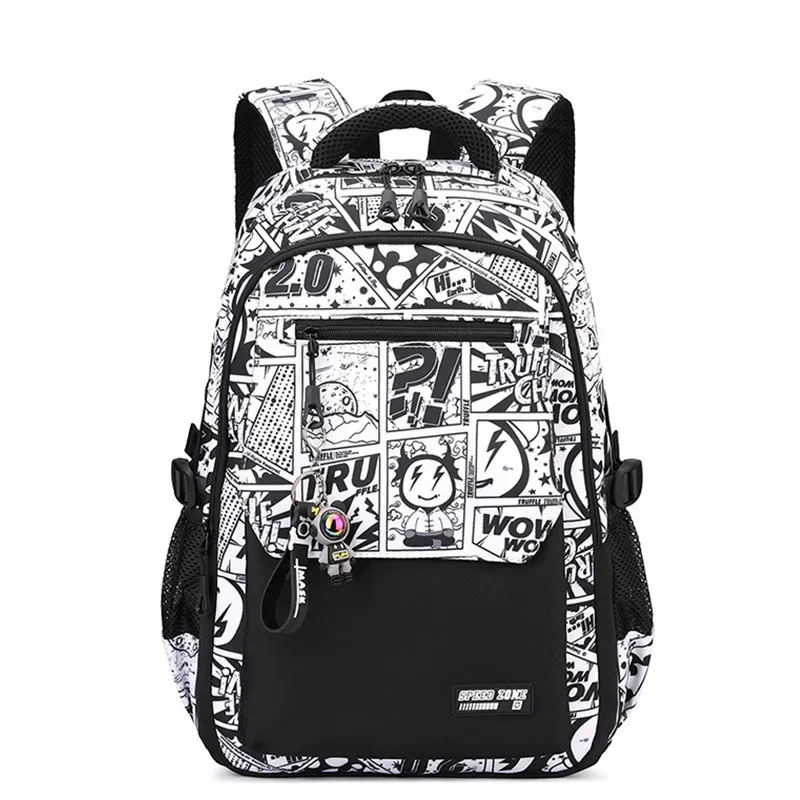nouveau sac à dos imperméable 2025 pour homme, compatible ordinateur portable 15,6 pouces, imprimé graffiti, sac de voyage oxford pour femme, sac scolaire vintage pour homme