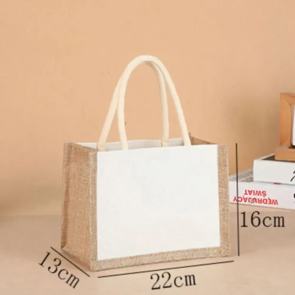 sac fourre-tout en toile de jute imperméable vintage, sacs en bambou, sac à main beige décontracté de grande capacité, sacs de plage portables, sacs d'évaluation de voyage