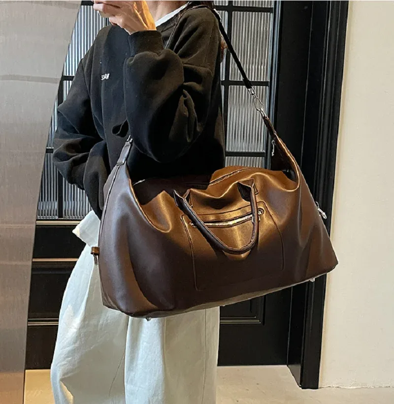 sac à main de voyage en cuir de bonne qualité pour hommes et femmes, fourre-tout d'affaires de grande capacité, sacs à bandoulière, sac de shopping, nouvelle mode coréenne