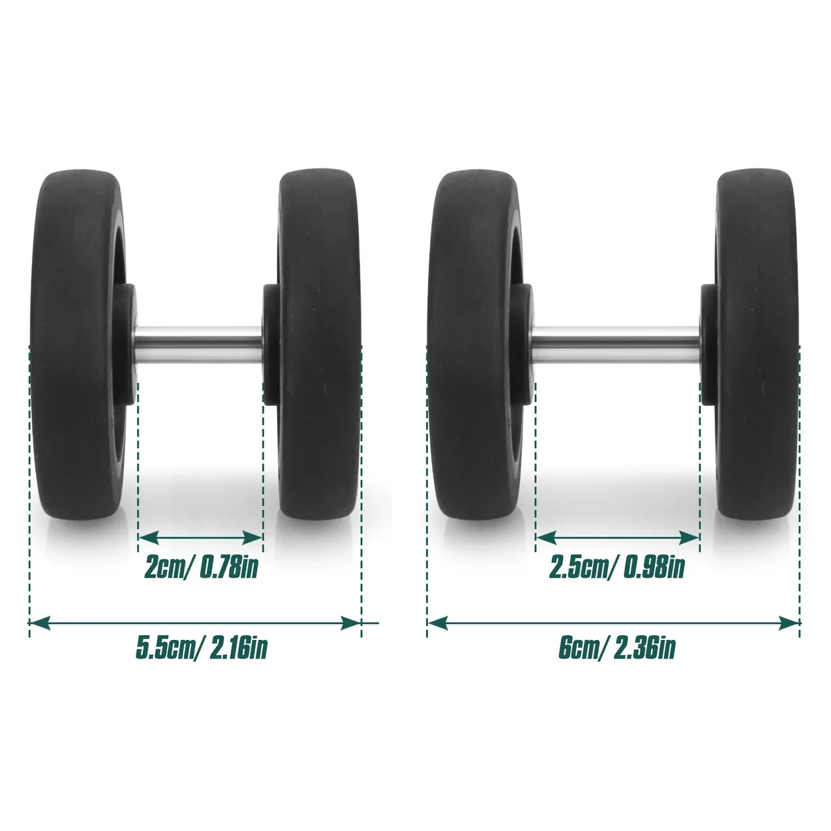 roues de remplacement noires avec vis, pour bagages de voyage, valise, essieux de 55mm, kit de réparation, roulette silays euse, bricolage, 8 pièces