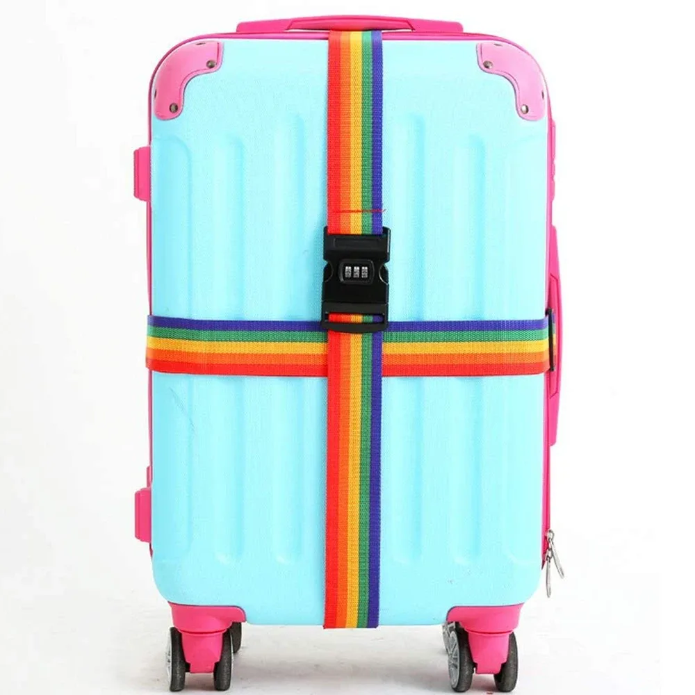 cadenas tsa nylon violet vert voyage shopping sécurité ceinture bagage roulettes arc ciel motif