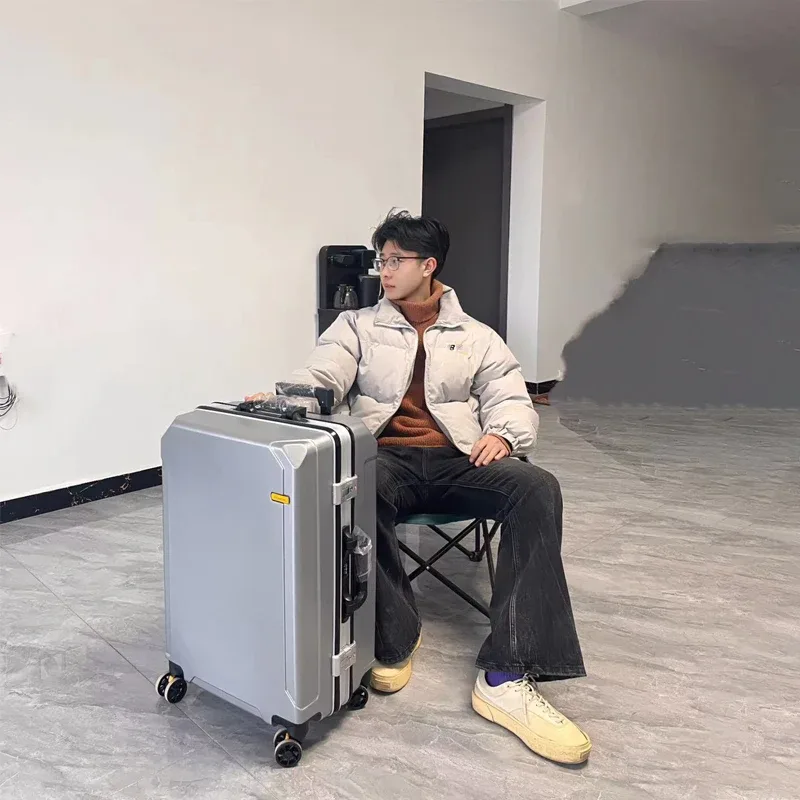 valise universelle avec cadre en aluminium, valise à roulettes, valise d'embarquement à roulettes, verrouillage par mot de passe, voyage d'affaires, nouveau, 20 ", 24/28"