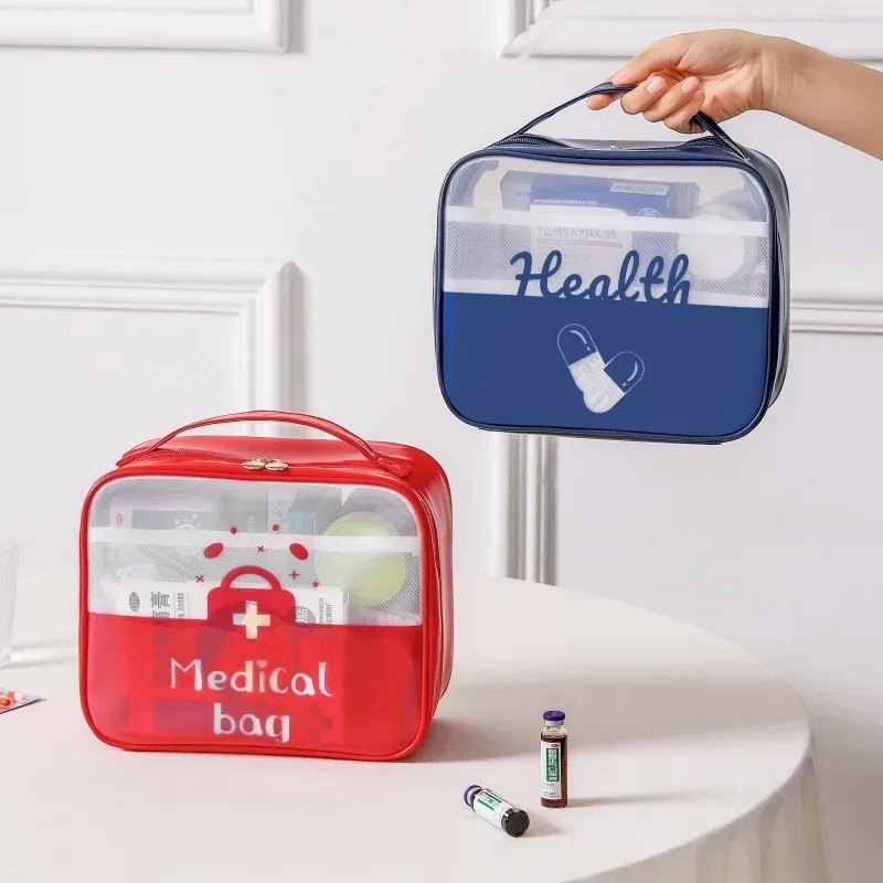 trousse à médicaments transparente et étanche, trousse de premiers soins portable de voyage, sac de rangement de médicaments à domicile, trousse médicale portable de grande capacité