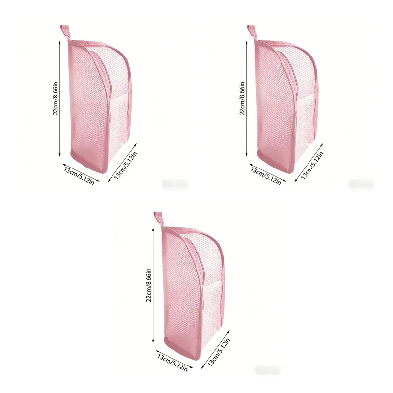 trousse de toilette portable en maille, organisateur de voyage suspendu léger et pliable transparent pour brosse à dents et articles de voyage