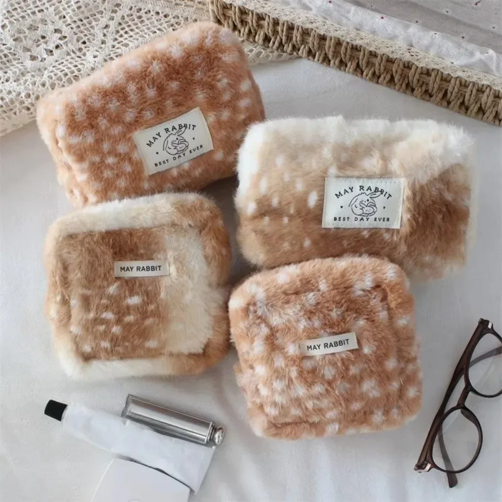 petite trousse de maquillage à la mode, organisateur de voyage de grande capacité, pochette pour serviettes hygiéniques, étui à rouge à lèvres à motif de cerf pour femmes en voyage